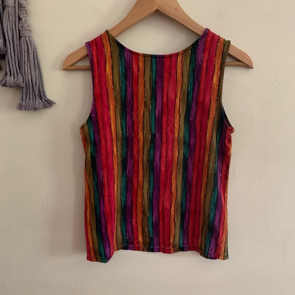 Vintage • striped rainbow tank top blouse fitted - Picture 6 of 6